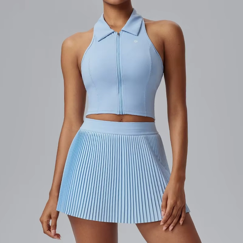 Breathable Sleeveless Support Top and Pleated Golf Skort Set