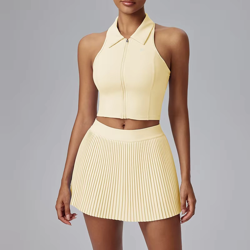 Breathable Sleeveless Support Top and Pleated Golf Skort Set