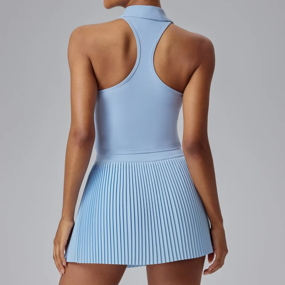 Breathable Sleeveless Support Top and Pleated Golf Skort Set