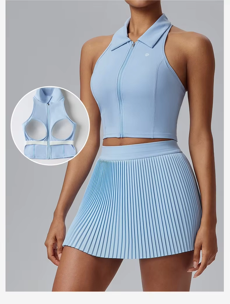 Breathable Sleeveless Support Top and Pleated Golf Skort Set