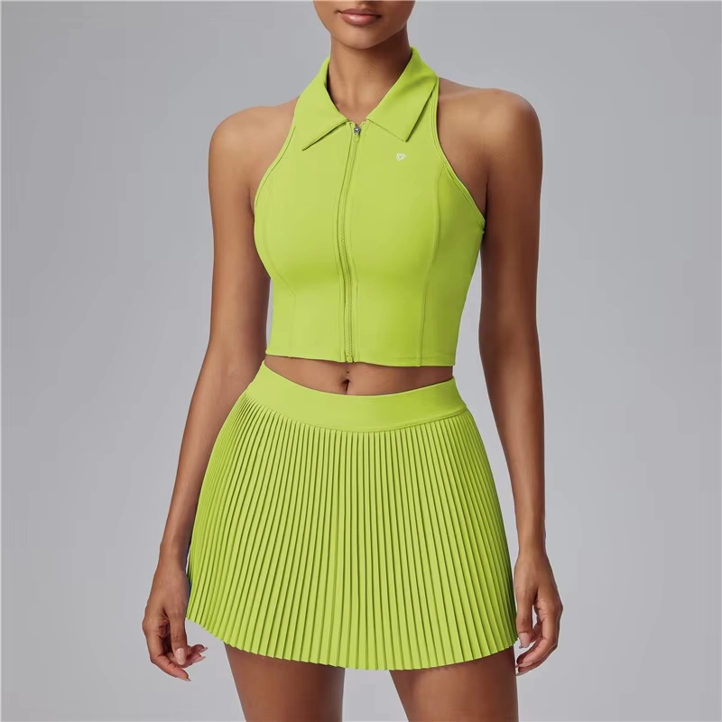 Breathable Sleeveless Support Top and Pleated Golf Skort Set