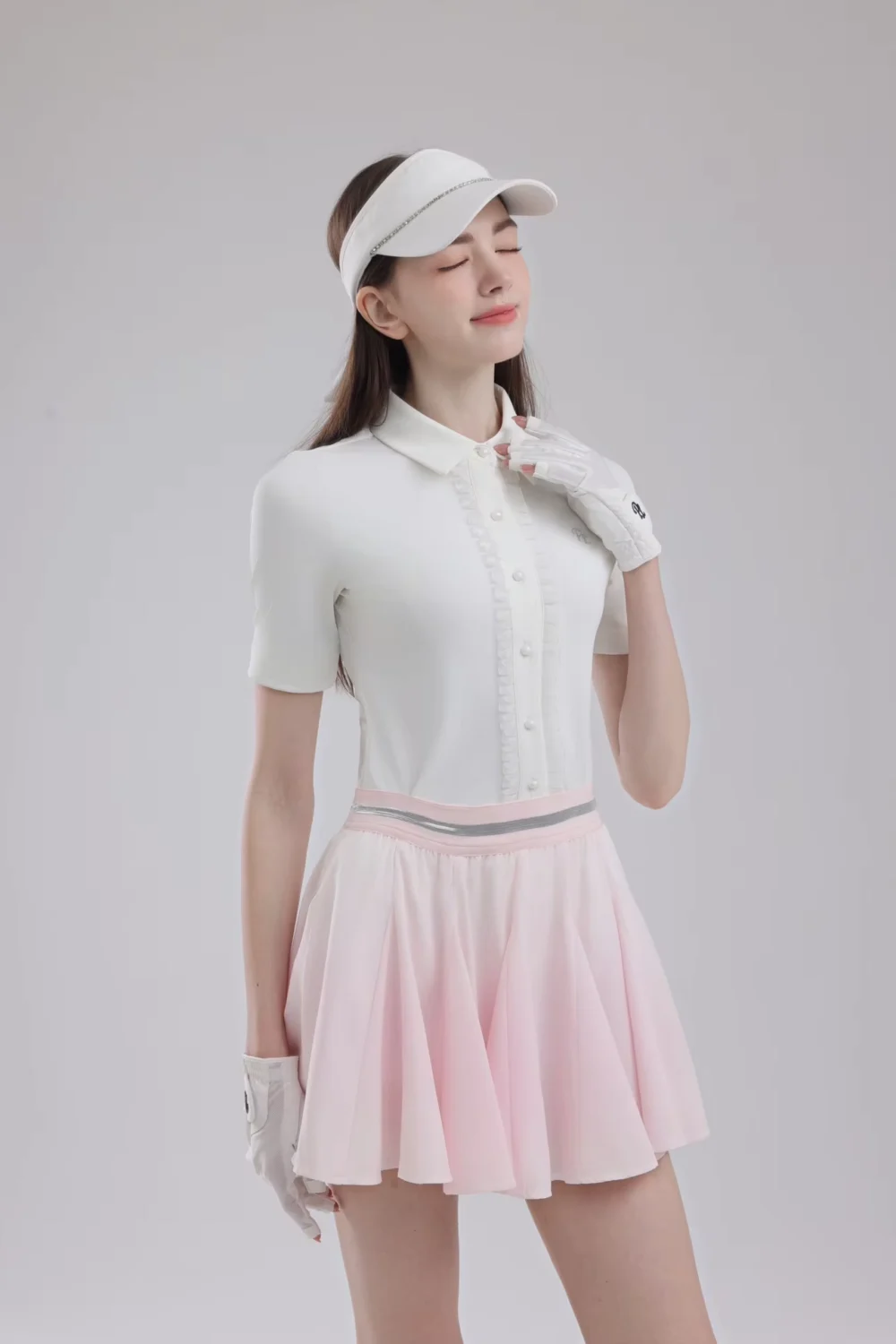 Ruffle-Trim Polo and Flared Golf Skort Set