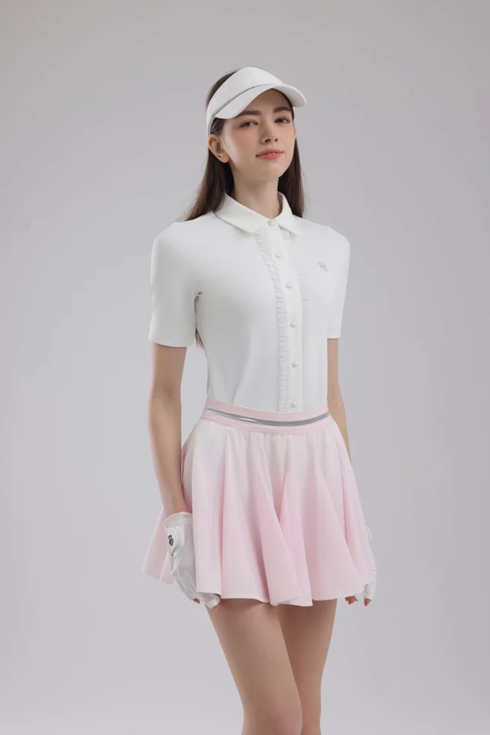 Ruffle-Trim Polo and Flared Golf Skort Set