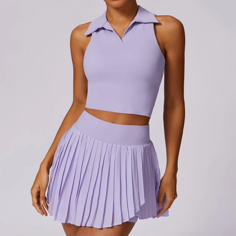 Breathable Sleeveless Golf Top and Skirt Set