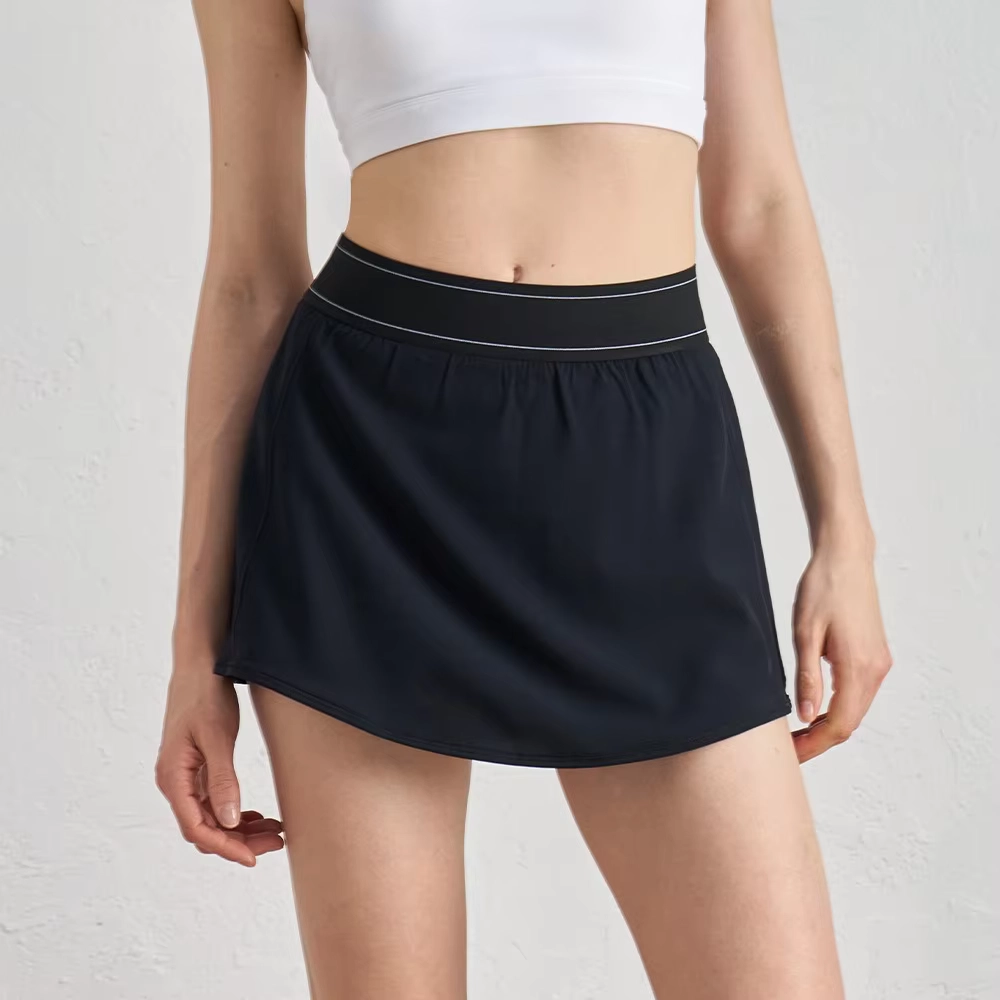 Breathable Straight Golf Skort with Inner Shorts and Pockets