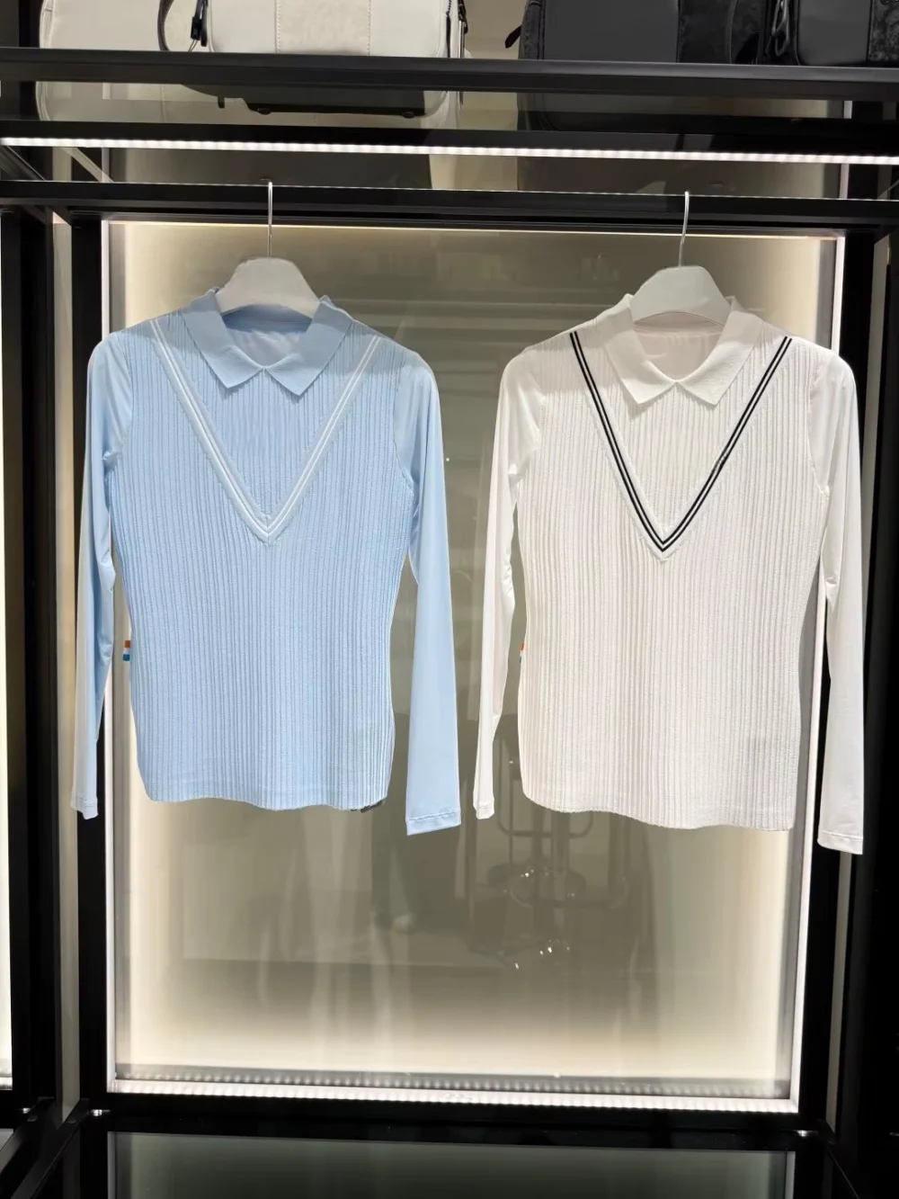 Knit Patchwork Quick-Dry Long-Sleeve Golf Top