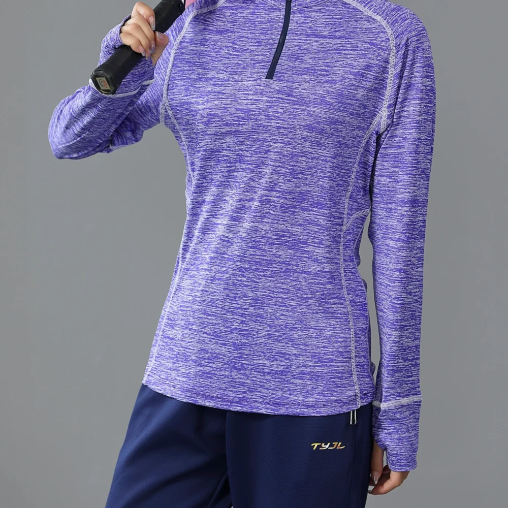Quick-Dry Half-Zip Long-Sleeve Golf Top with Stand Collar