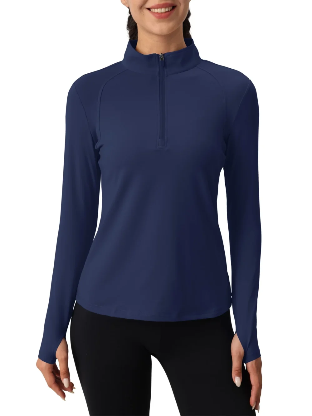 Lightly Brushed Quarter-Zip Golf Top with Thumbholes and Hidden Pockets