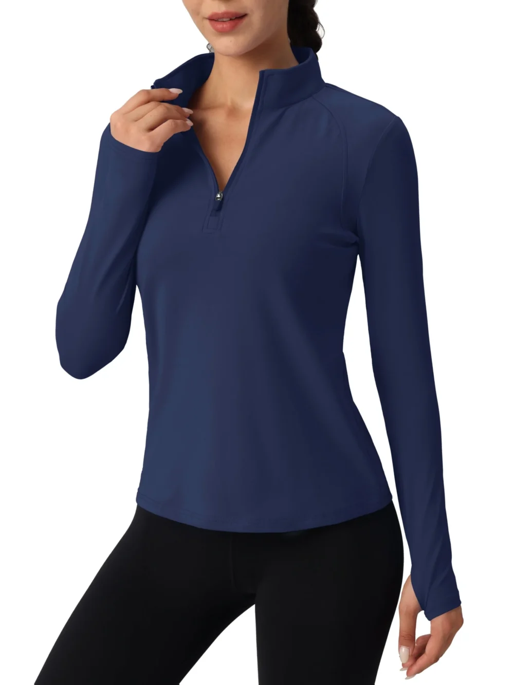 Lightly Brushed Quarter-Zip Golf Top with Thumbholes and Hidden Pockets