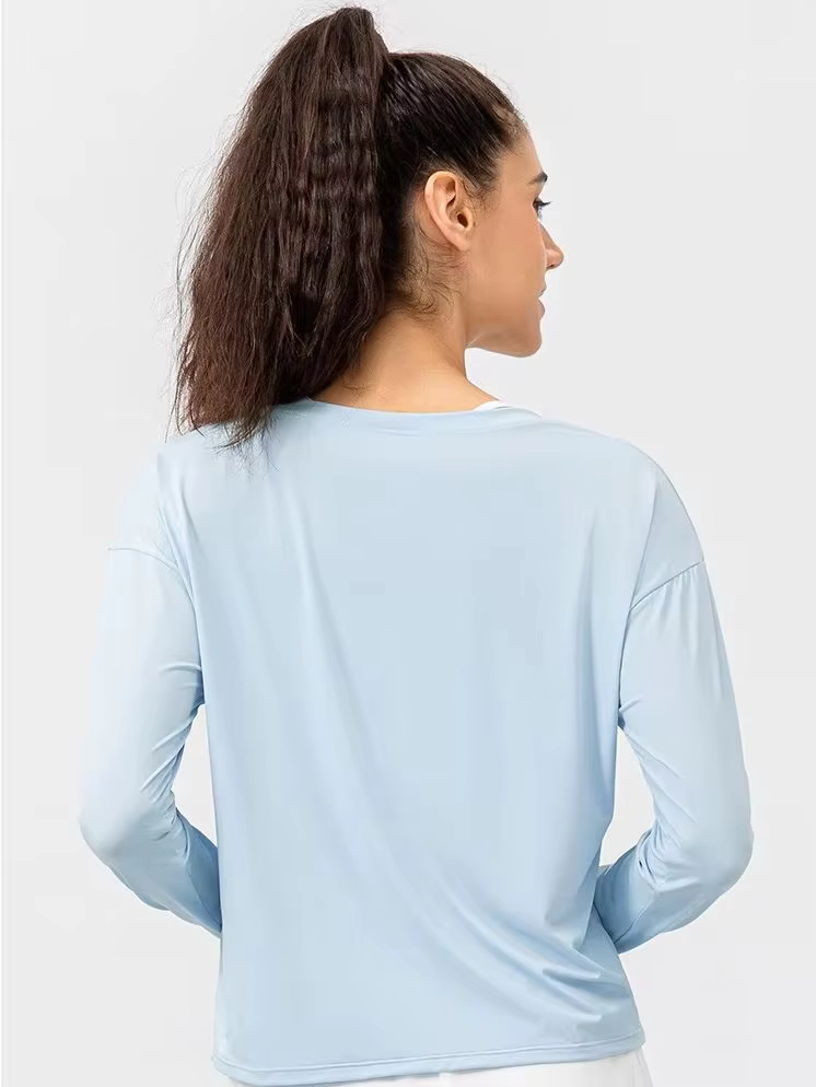 Mesh-Panel Stand-Collar Long-Sleeve Golf Top with UV Protection