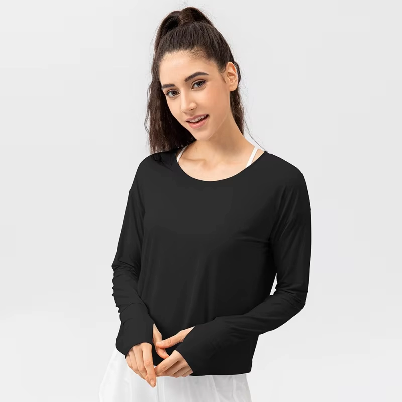 Mesh-Panel Stand-Collar Long-Sleeve Golf Top with UV Protection
