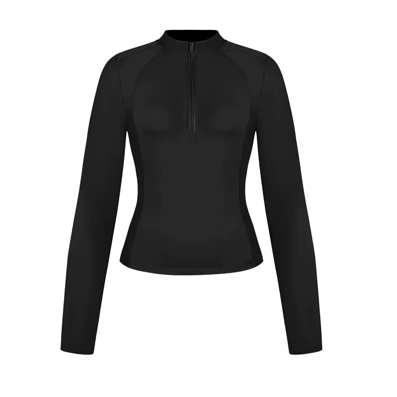 Slim-Fit Half-Zip Long-Sleeve Golf Top with Back Zipper Pocket