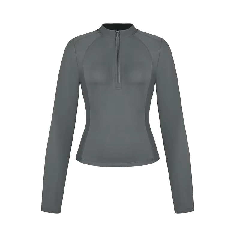 Slim-Fit Half-Zip Long-Sleeve Golf Top with Back Zipper Pocket