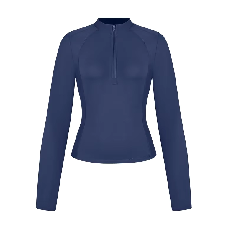 Slim-Fit Half-Zip Long-Sleeve Golf Top with Back Zipper Pocket