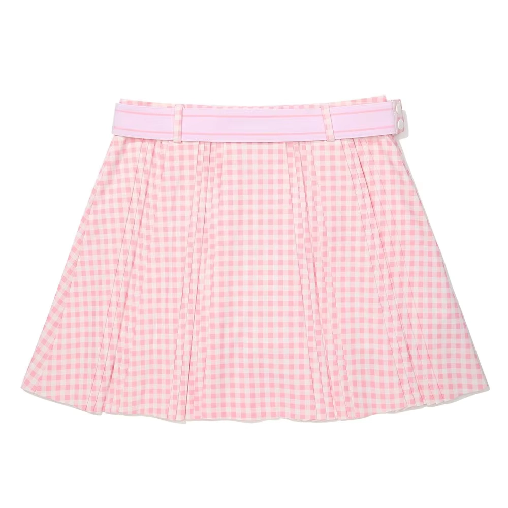 Lightweight Plaid High-Waisted Golf Skort with Quick-Dry Fabric