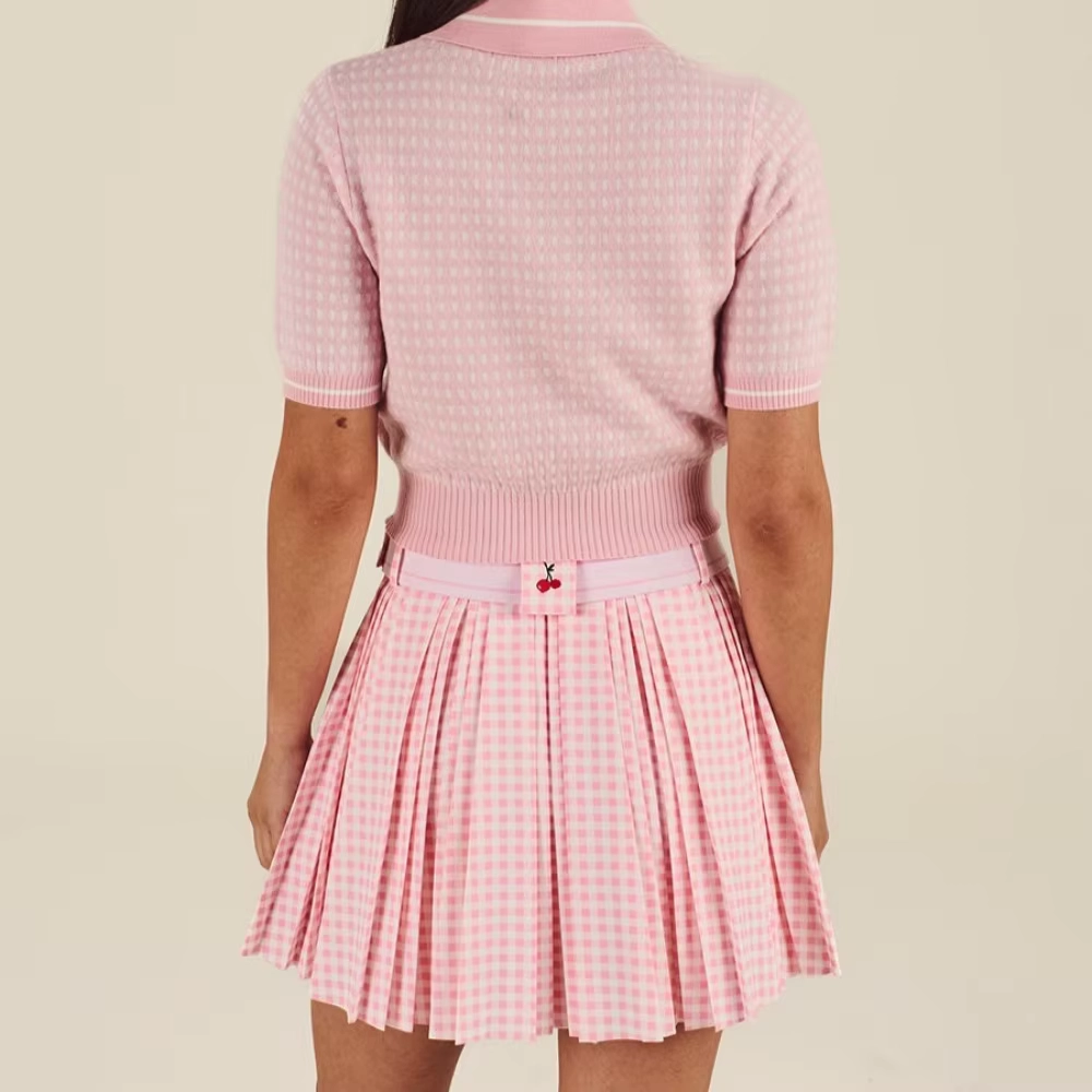 Lightweight Plaid High-Waisted Golf Skort with Quick-Dry Fabric