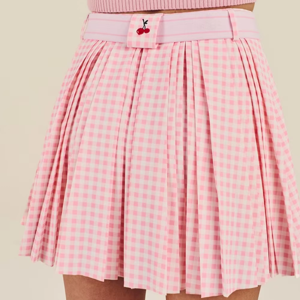 Lightweight Plaid High-Waisted Golf Skort with Quick-Dry Fabric