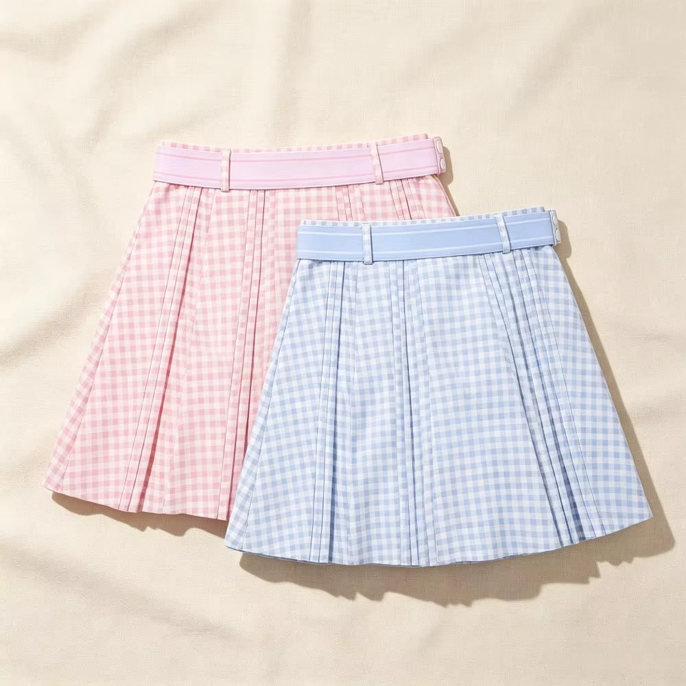 Lightweight Plaid High-Waisted Golf Skort with Quick-Dry Fabric