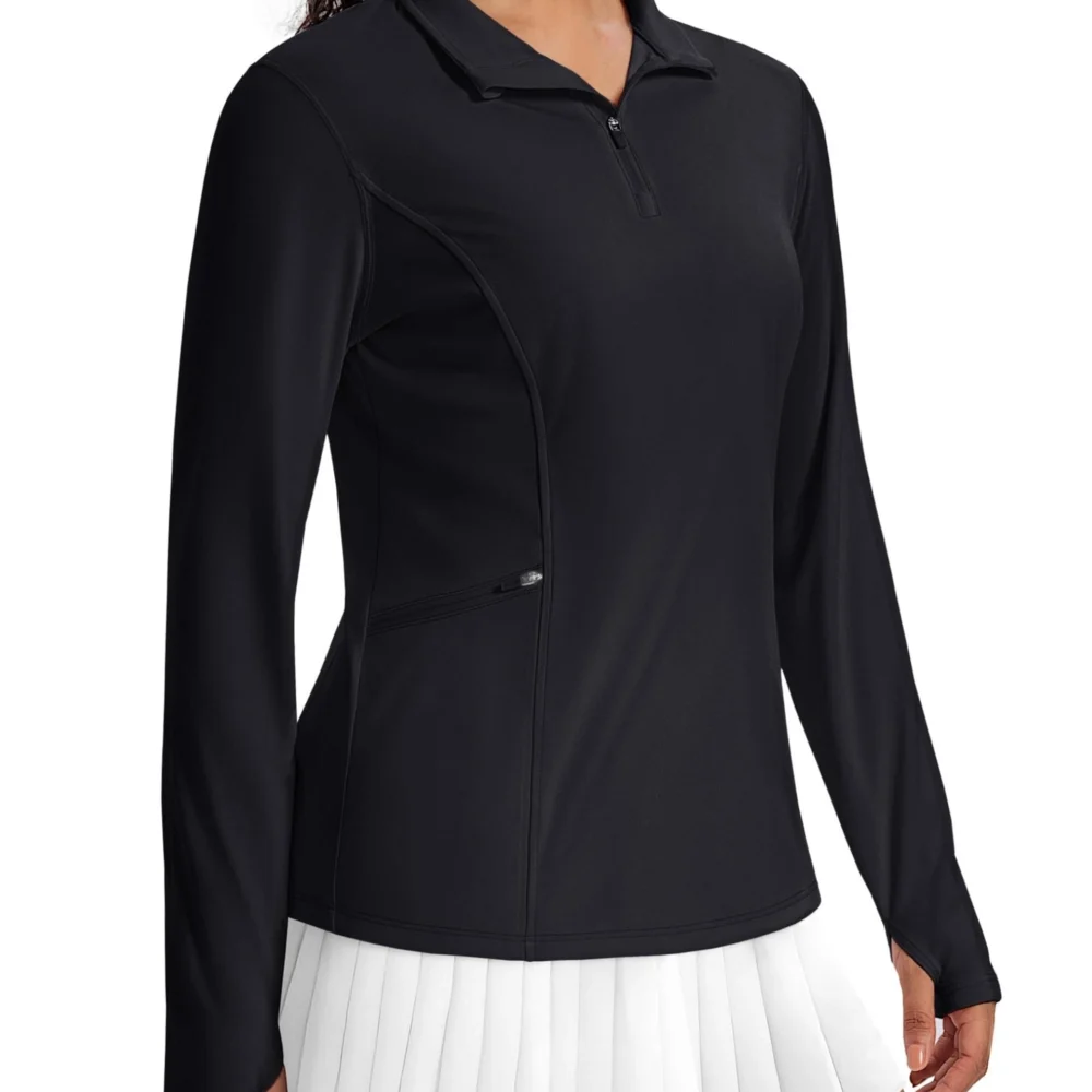 Plus-Size Quick-Dry Quarter-Zip Golf Top with Side Pocket
