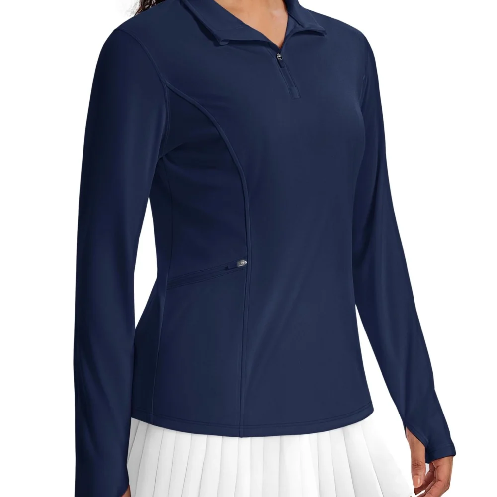 Plus-Size Quick-Dry Quarter-Zip Golf Top with Side Pocket