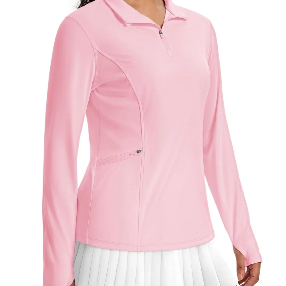 Plus-Size Quick-Dry Quarter-Zip Golf Top with Side Pocket