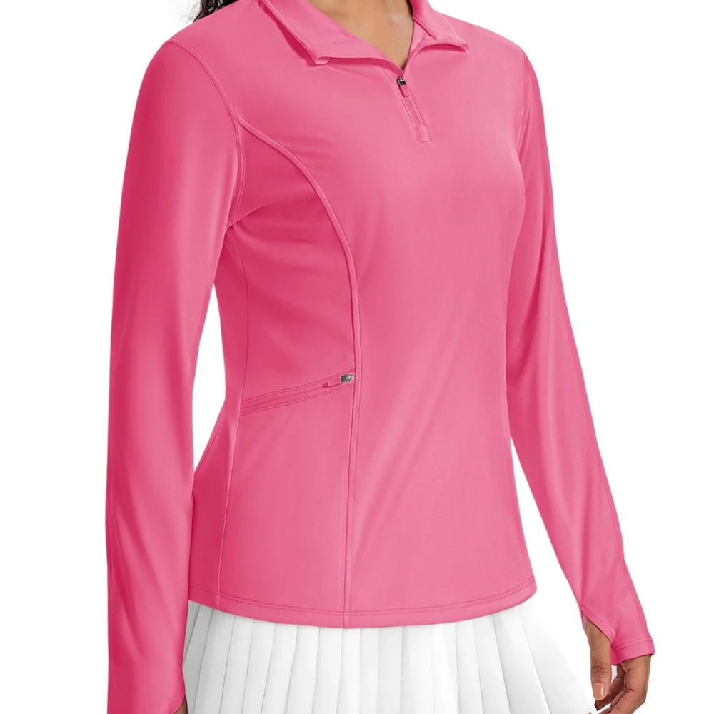 Plus-Size Quick-Dry Quarter-Zip Golf Top with Side Pocket