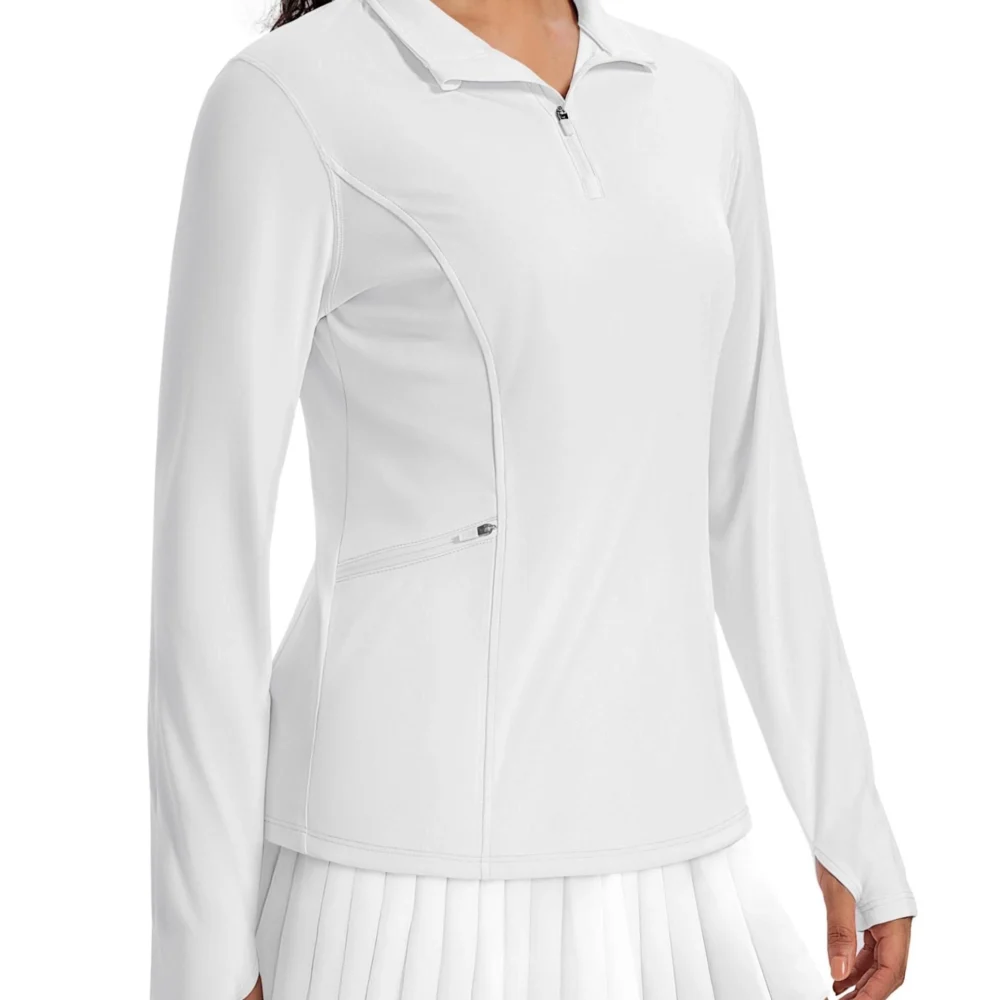 Plus-Size Quick-Dry Quarter-Zip Golf Top with Side Pocket