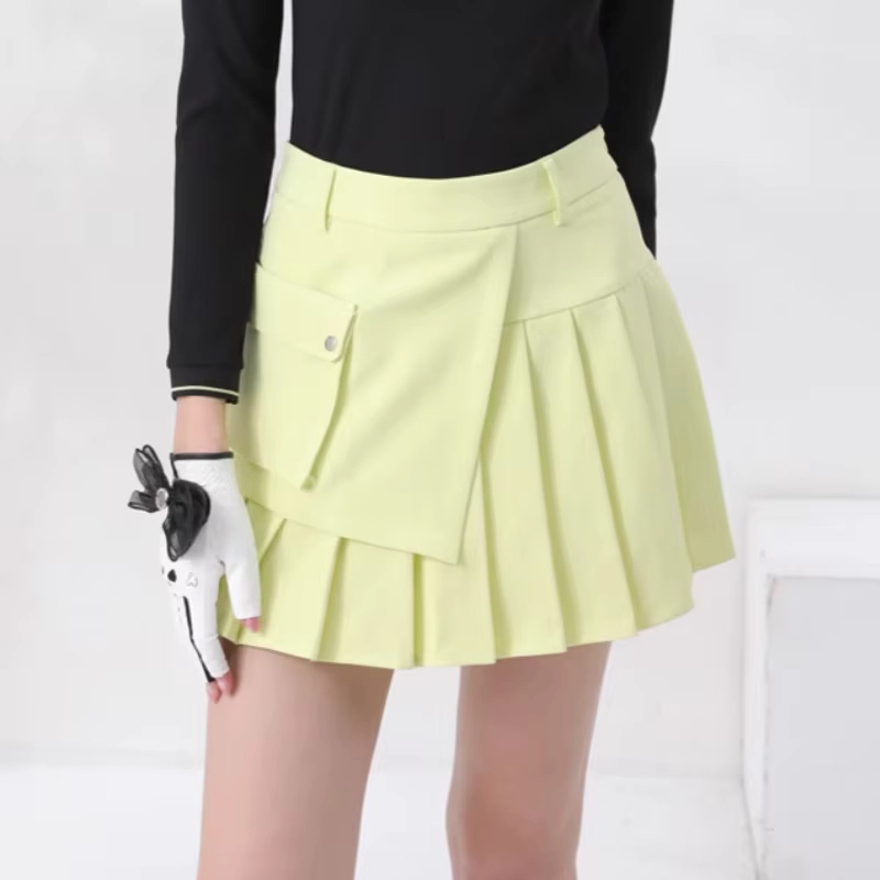 Breathable High-Waisted Pleated Golf Skort with Pocket