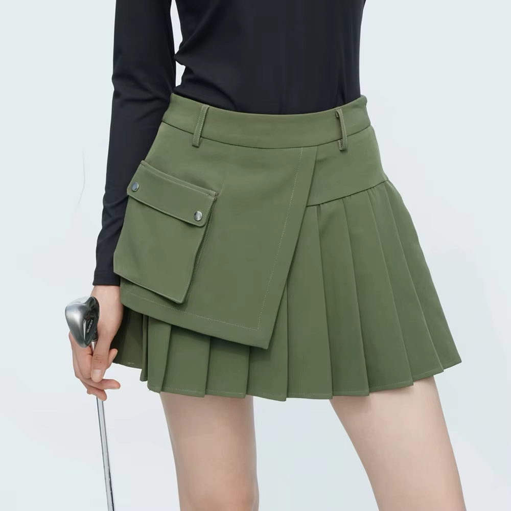 Breathable High-Waisted Pleated Golf Skort with Pocket