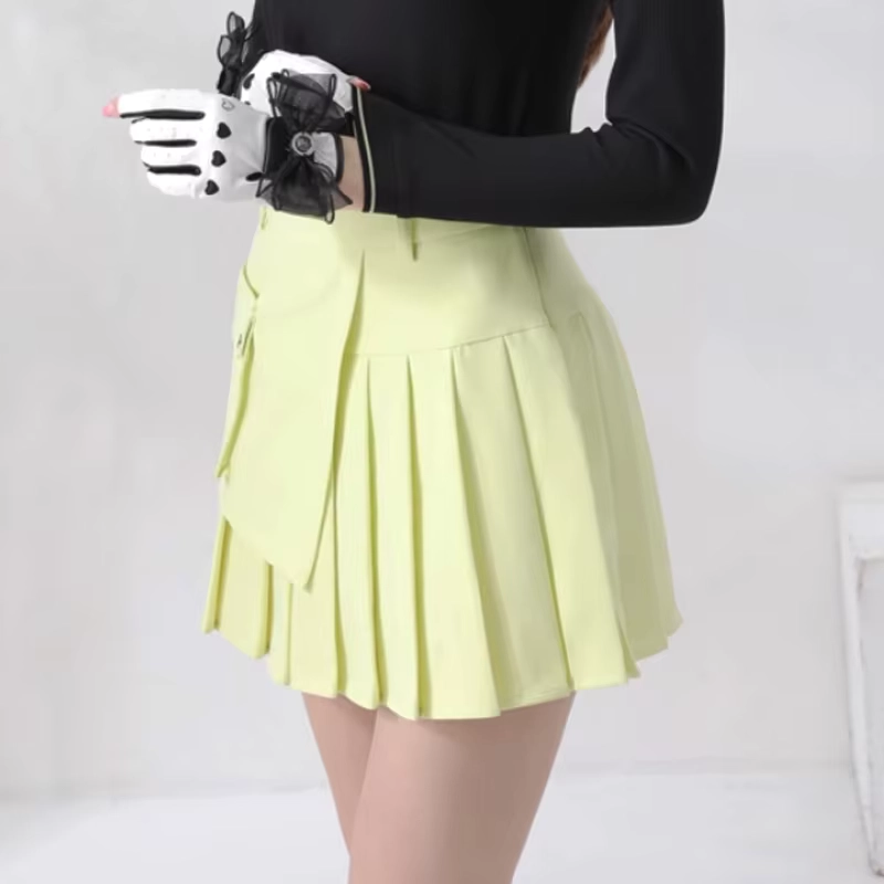 Breathable High-Waisted Pleated Golf Skort with Pocket