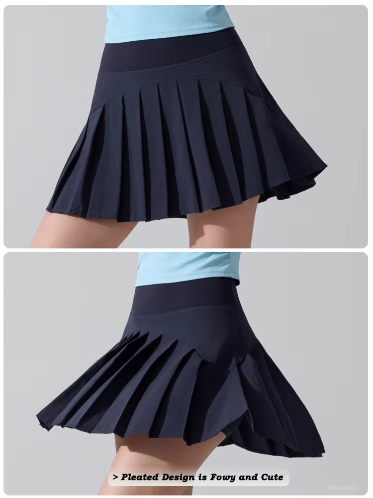 Falda pantalón de golf plisada elástica en cuatro direcciones con bolsillos dobles