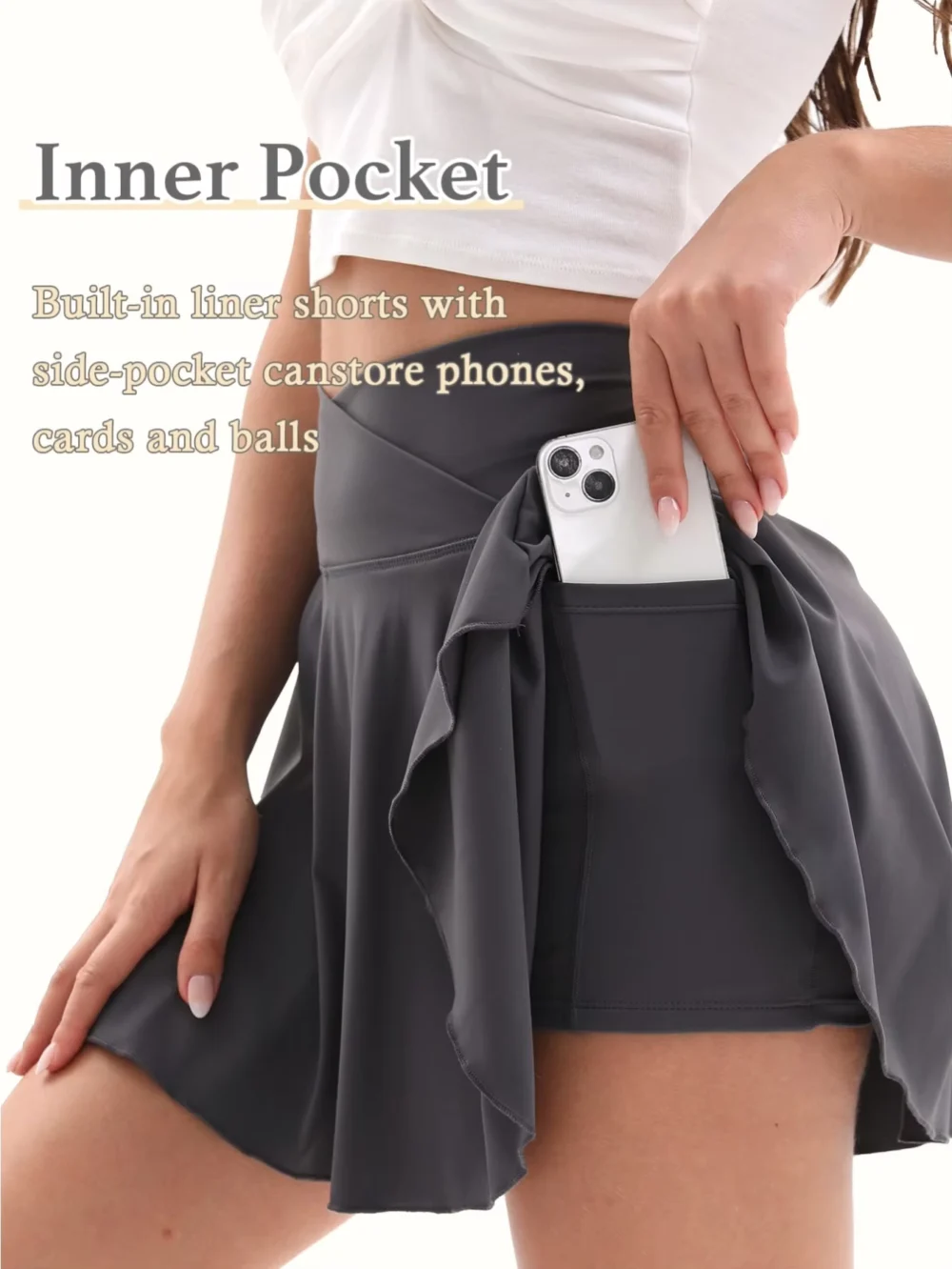 Skort da golf fluido ad alta elasticità con pantaloncini integrati