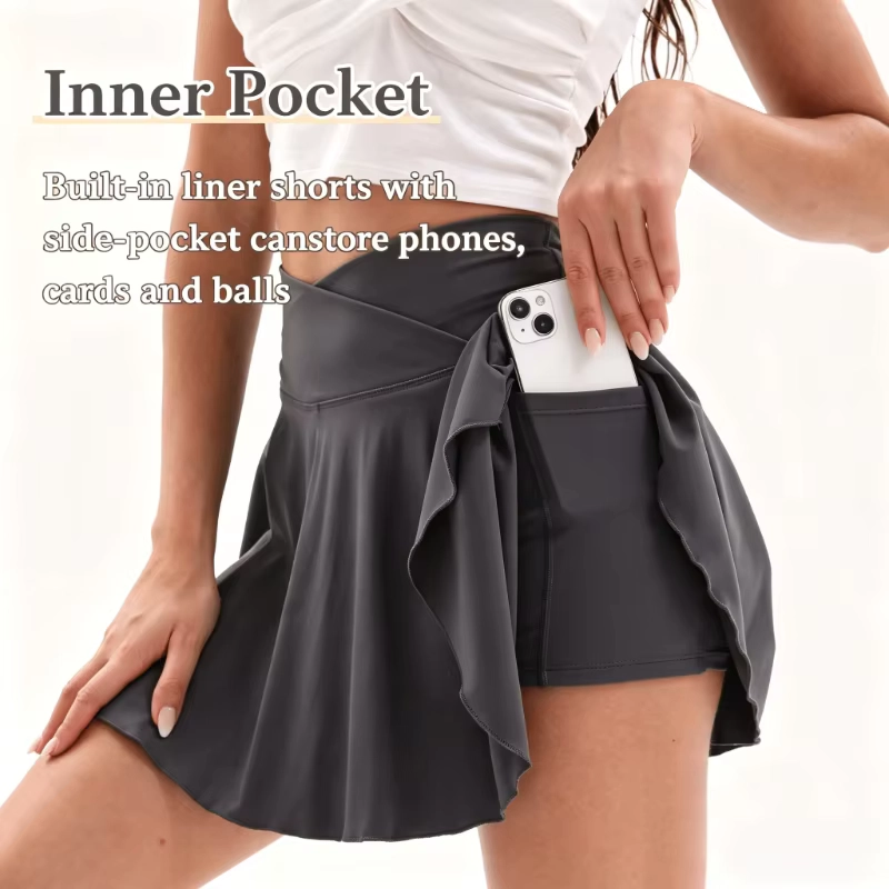 Skort da golf fluido ad alta elasticità con pantaloncini integrati
