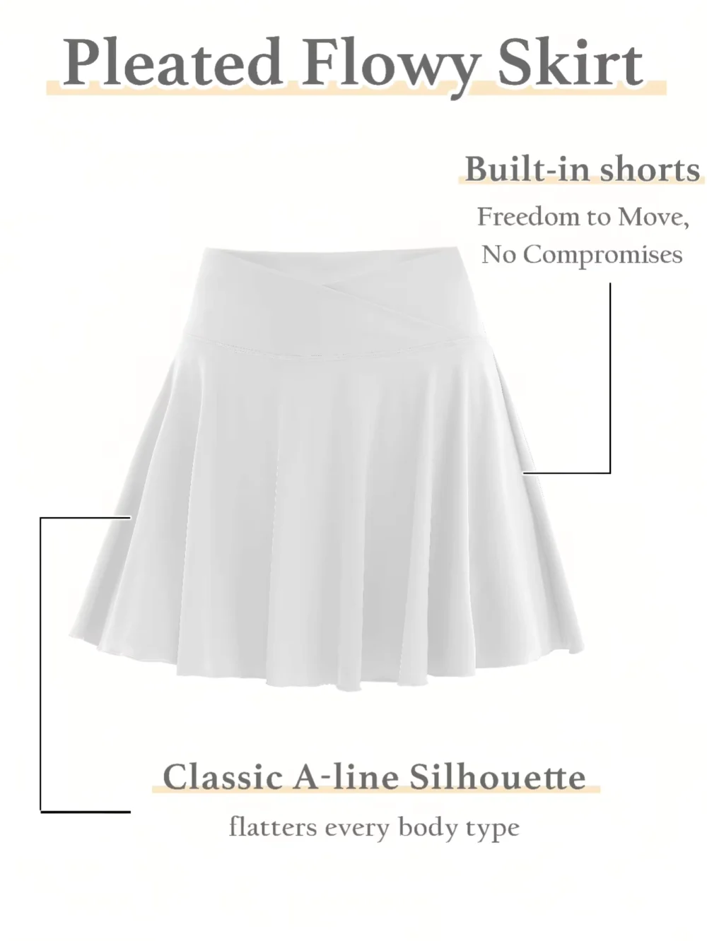 Skort da golf fluido ad alta elasticità con pantaloncini integrati
