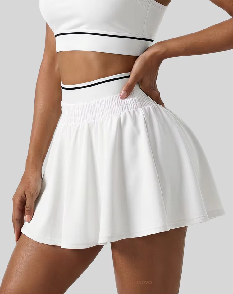 Adjustable-Waist Ruffle Golf Skort with Side Pockets