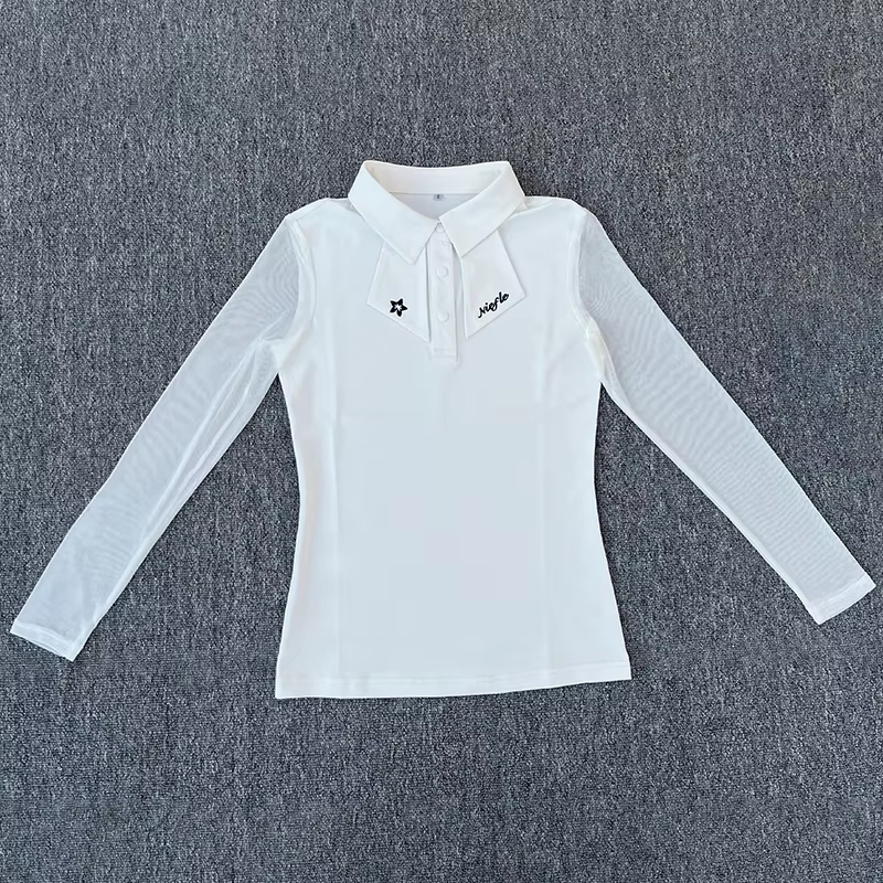 Mesh-Sleeve Long-Sleeve Golf Polo and Pleated Skort