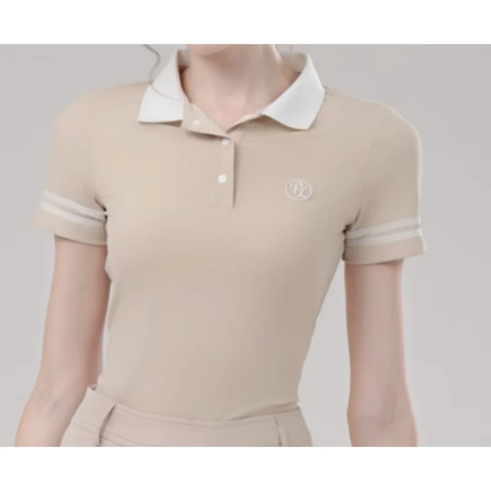 Contrast-Trim Short-Sleeve Golf Polo and Flared Skirt