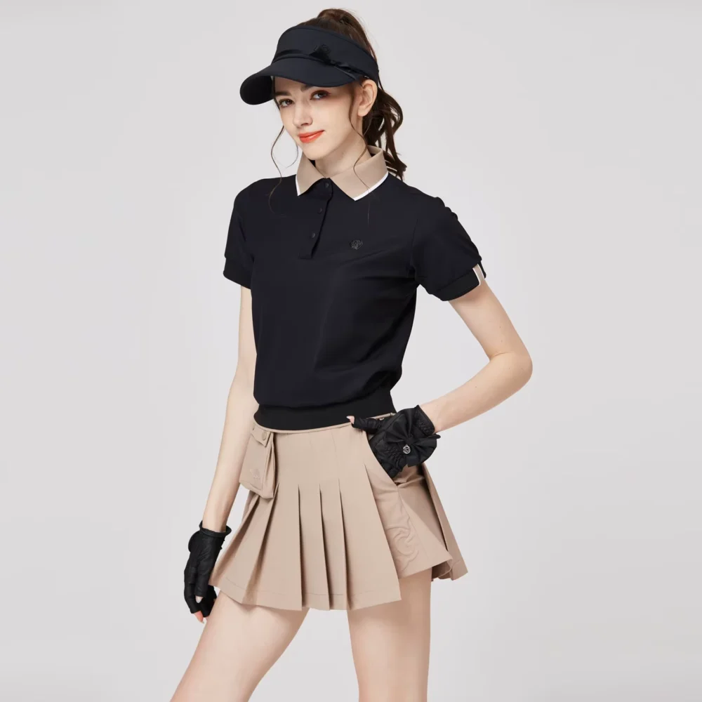 Breathable Short-Sleeve Polo and Pleated Golf Skort Set