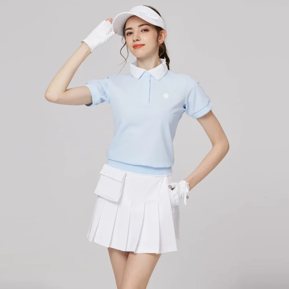 Breathable Short-Sleeve Polo and Pleated Golf Skort Set