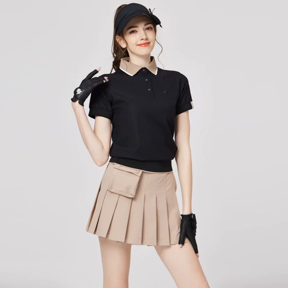 Breathable Short-Sleeve Polo and Pleated Golf Skort Set