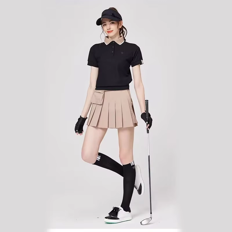 Breathable Short-Sleeve Polo and Pleated Golf Skort Set