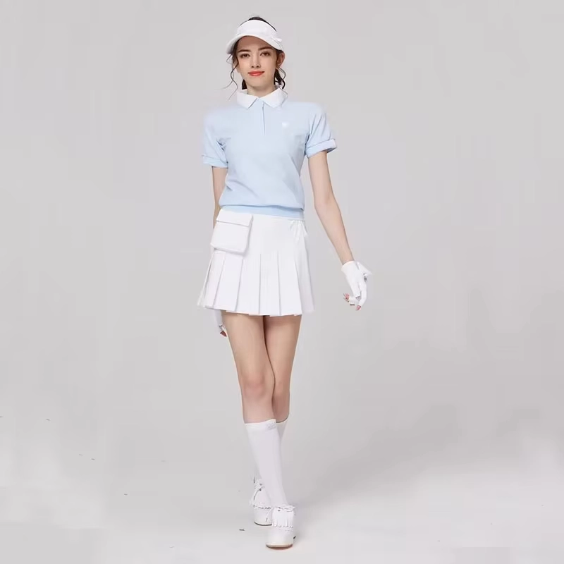 Breathable Short-Sleeve Polo and Pleated Golf Skort Set