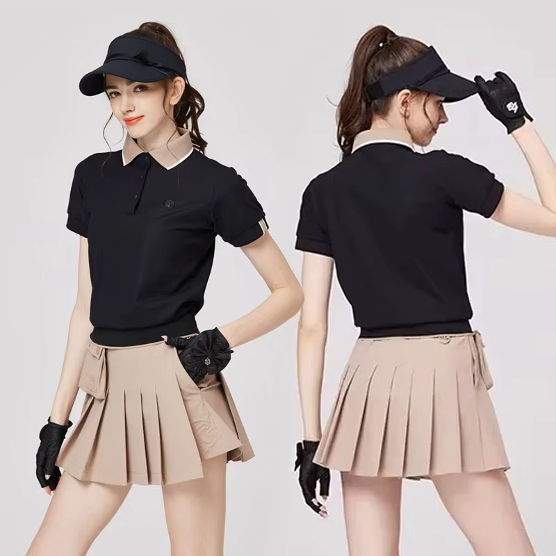 Breathable Short-Sleeve Polo and Pleated Golf Skort Set