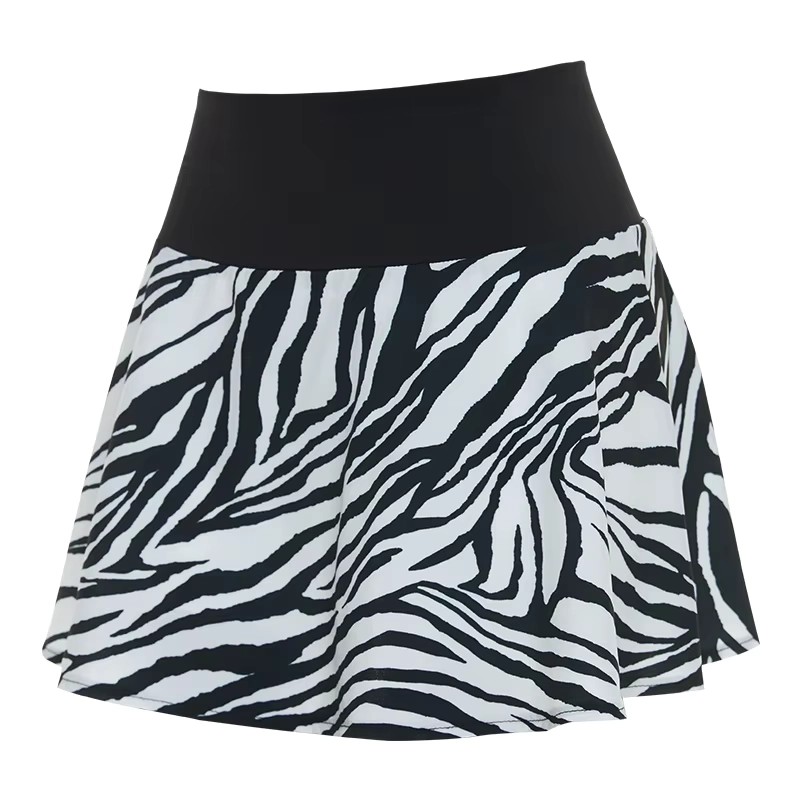Zebra Print High-Waisted Golf Skort with Zip Pocket