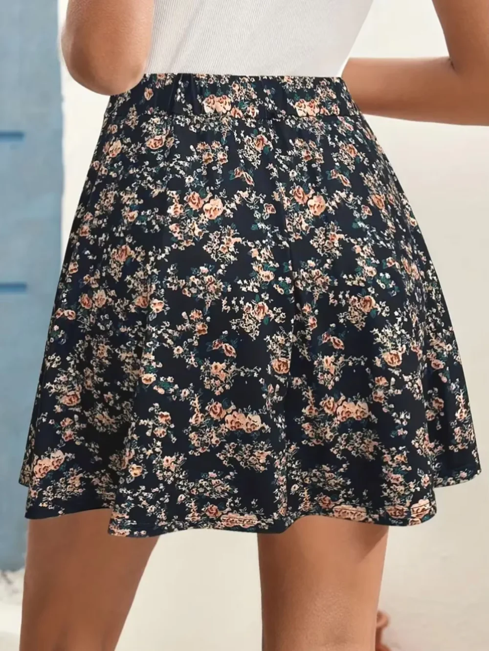 Floral Print High-Waisted Pleated Summer Golf Skort