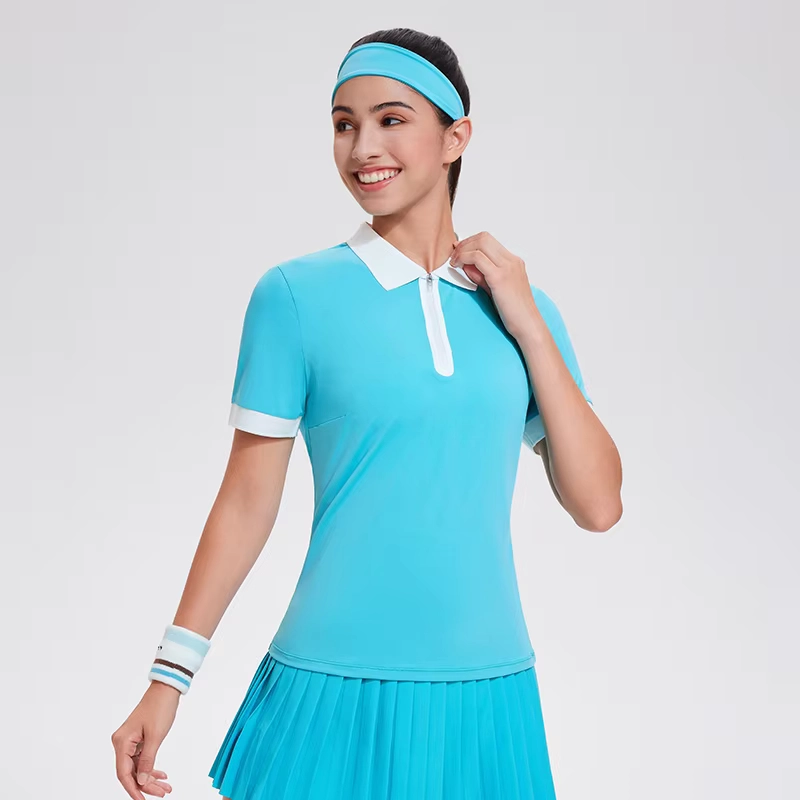 Quick-Dry Short-Sleeve Quarter-Zip Golf Polo with Reflective Detail