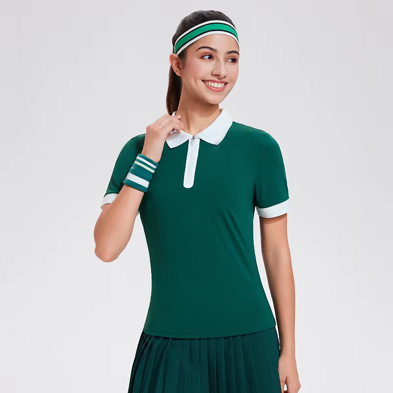 Quick-Dry Short-Sleeve Quarter-Zip Golf Polo with Reflective Detail