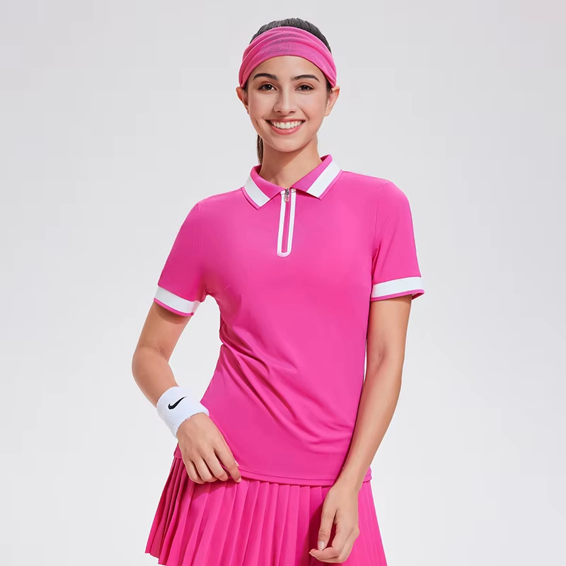 Quick-Dry Short-Sleeve Quarter-Zip Golf Polo with Reflective Detail