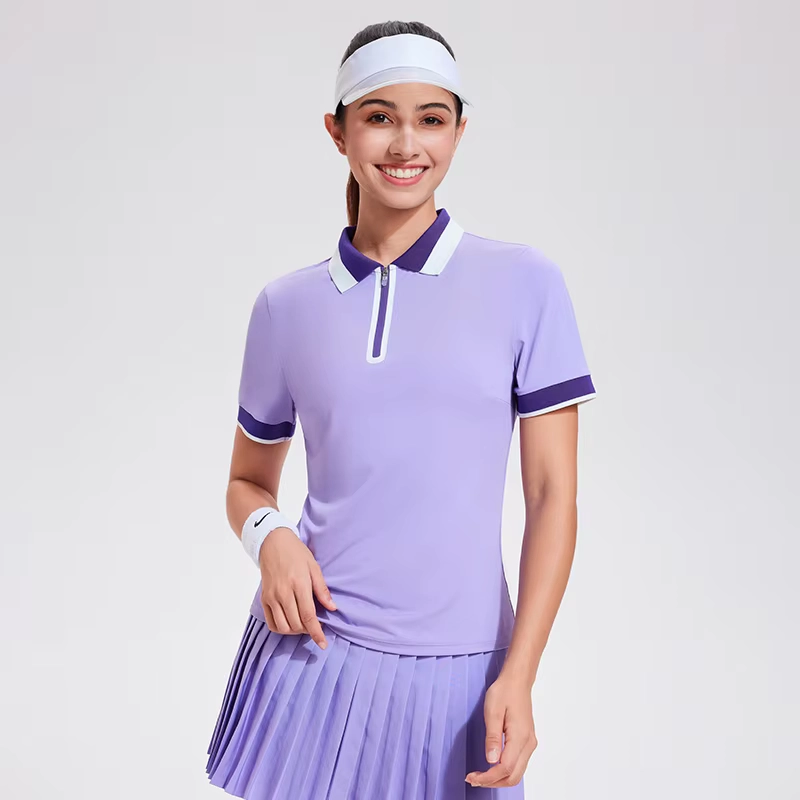 Quick-Dry Short-Sleeve Quarter-Zip Golf Polo with Reflective Detail