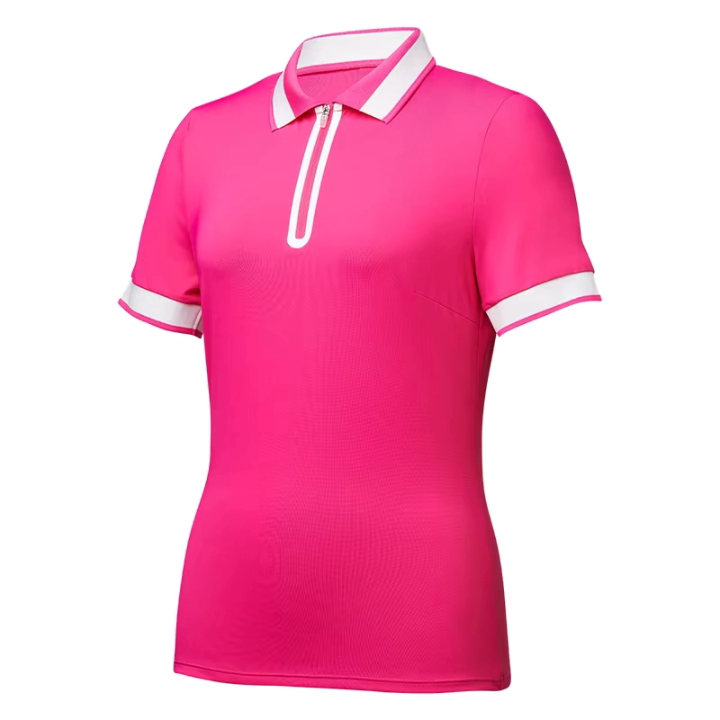 Quick-Dry Short-Sleeve Quarter-Zip Golf Polo with Reflective Detail